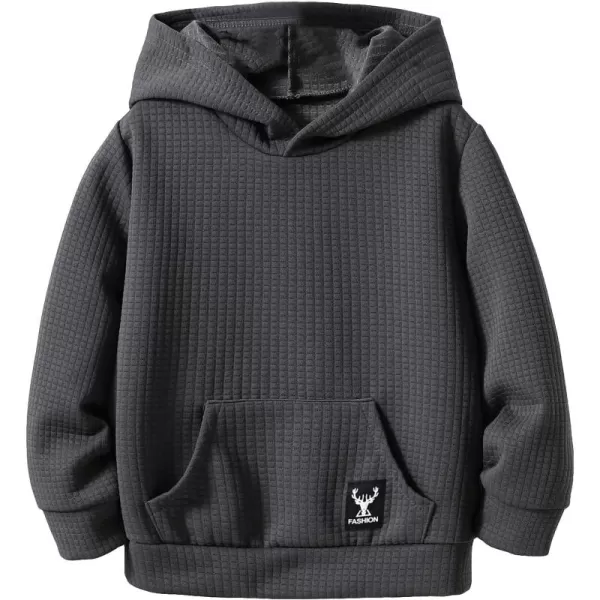 Floerns Boy's Letter Patched Long Sleeve Kangaroo Pocket Sweatshirt Hoodie