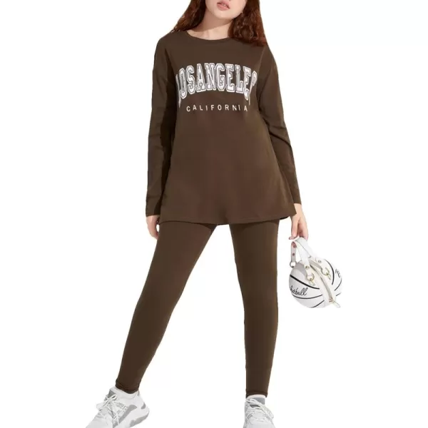 Floerns Girl's 2 Piece Outfit Letter Print Sweatshirt Top and Legging Pants Set