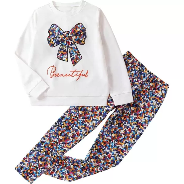 Floerns Girl's 2 Piece Outfit Long Sleeve Sweatshirt Top with Leggings Set