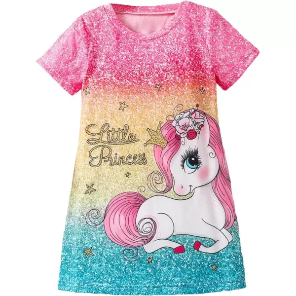 Floerns Girl's Cartoon Print Short Sleeve Birthday Tee Shirt Dress