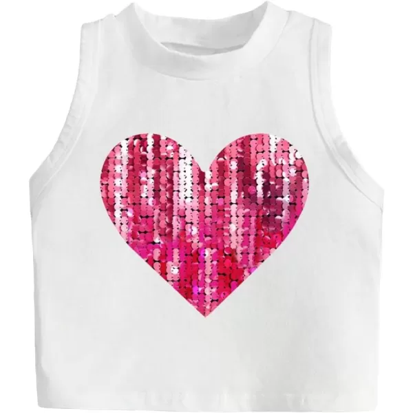 Floerns Girl's Heart Print Sleeveless Camisole Round Neck Tank Top