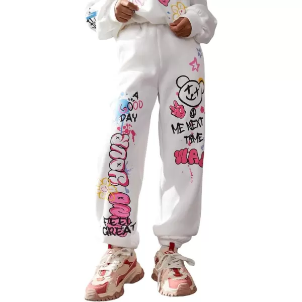 Floerns Girls Reflective Graphic Print Elastic Waist Jogger Sweatpants