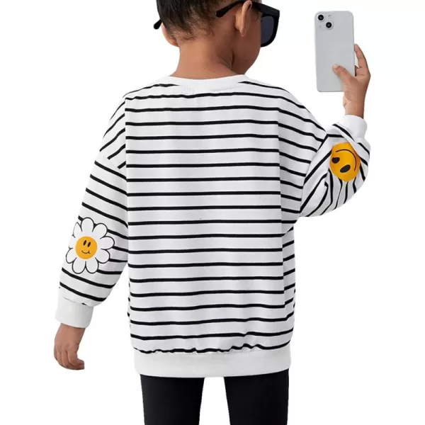 Floerns Girl's Striped Print Long Sleeve Drop Shoulder Sweatshirt Pullover