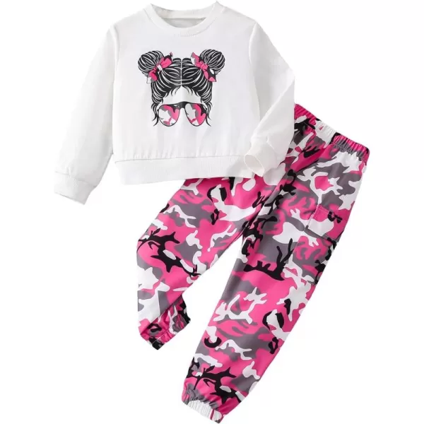 Floerns Girl's Two Piece Outfit Long Sleeve Sweatshirt Top with Pants Set