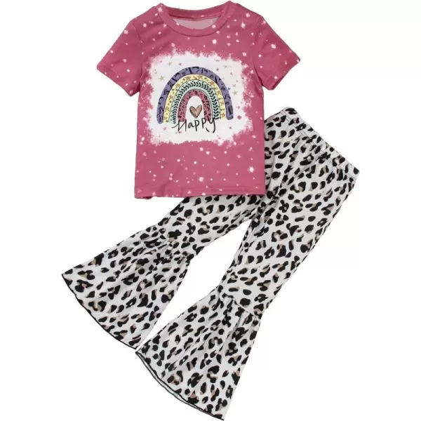 Floerns Girls Two Piece Outfit Short Sleeve Tee Shirt with Flare Leg Pants Set