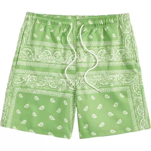 Floerns Men's Boho Tribal Print Drawstring Waist Summer Shorts with Pocket