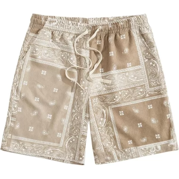 Floerns Men's Boho Tribal Print Drawstring Waist Summer Shorts with Pocket