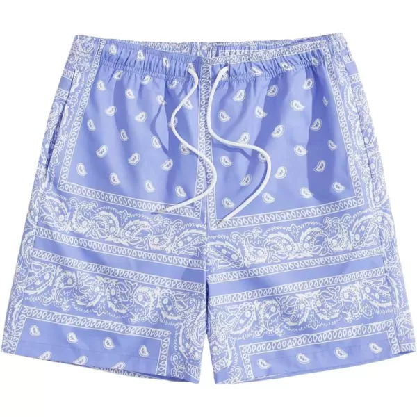 Floerns Men's Boho Tribal Print Drawstring Waist Summer Shorts with Pocket