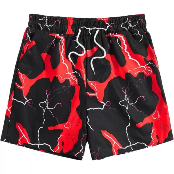 Floerns Men's Boho Tribal Print Drawstring Waist Summer Shorts with Pocket