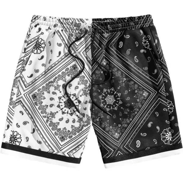 Floerns Men's Boho Tribal Print Drawstring Waist Summer Shorts with Pocket