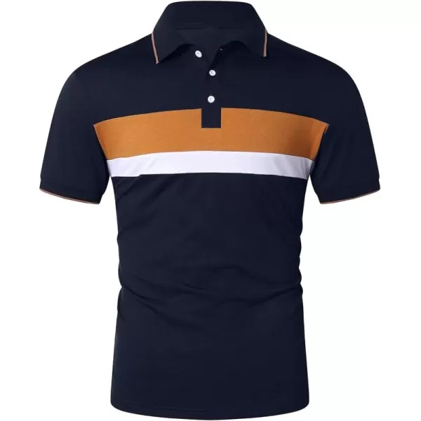 Floerns Men's Causal Short Sleeve Polo Shirts Contrast Collar Half Placket T-Shirts