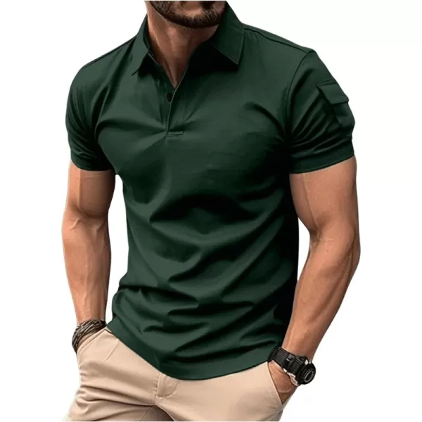 Floerns Men's Floral Collar Contrast Short Sleeve Button Front Polo Shirt