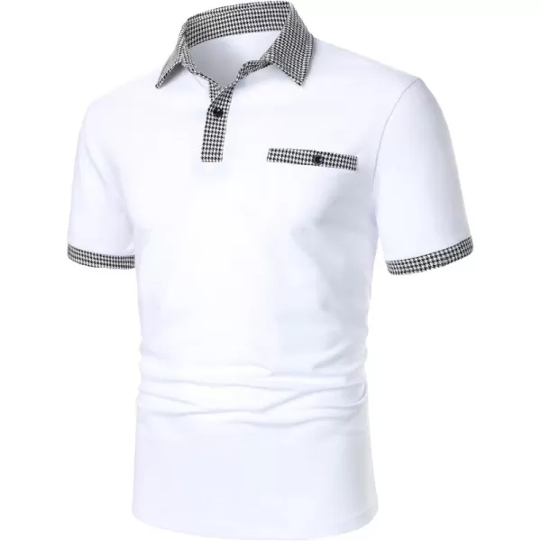 Floerns Men's Floral Collar Contrast Short Sleeve Button Front Polo Shirt
