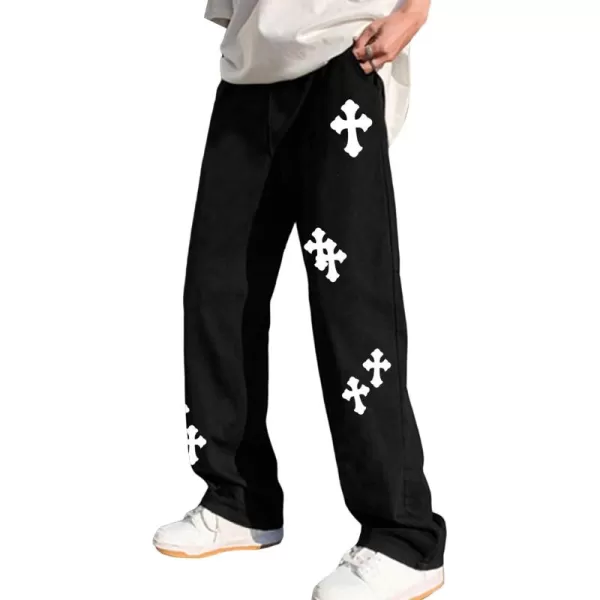 Floerns Men's Graphic Print Drawstring Waist Straight Leg Workout Sweatpants