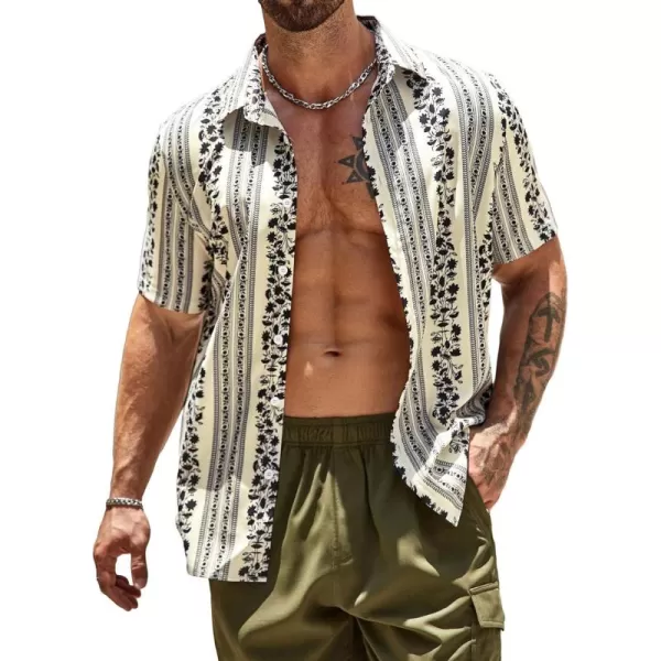 Floerns Men's Printed Hawaiian Short Sleeve Button Down Beach Shirts