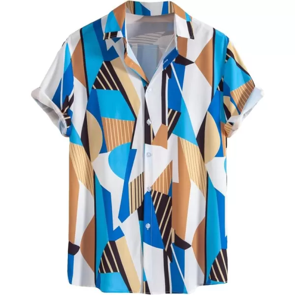 Floerns Men's Printed Hawaiian Short Sleeve Button Down Beach Shirts