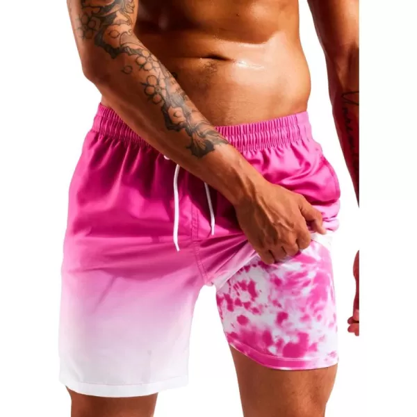 Floerns Men's Swim Trunks with Compression Quick Dry Shorts Swim Board Shorts