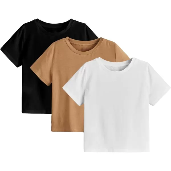 Floerns Toddler Boys 3 Pcs Casual Crewneck T Shirt Short Sleeve Solid Tee Shirt Top