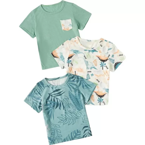 Floerns Toddler Boys 3 Pcs Casual Crewneck T Shirt Short Sleeve Solid Tee Shirt Top