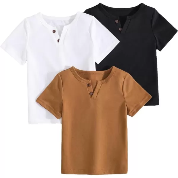 Floerns Toddler Boys 3 Pcs Casual Crewneck T Shirt Short Sleeve Solid Tee Shirt Top