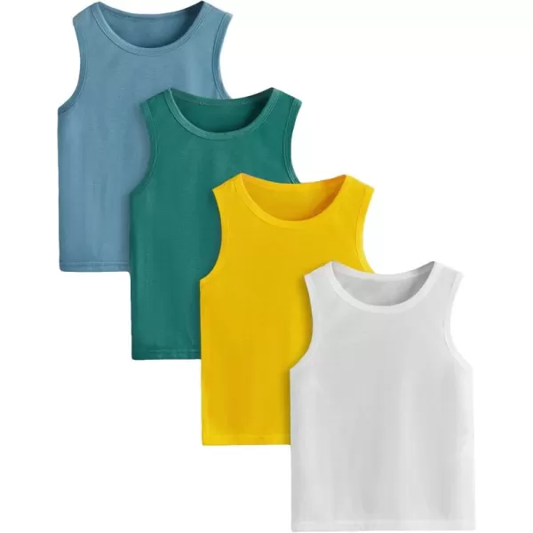 Floerns Toddler Boys 4 Pcs Solid Crewneck Sleeveless Sports Athletic Tank Top