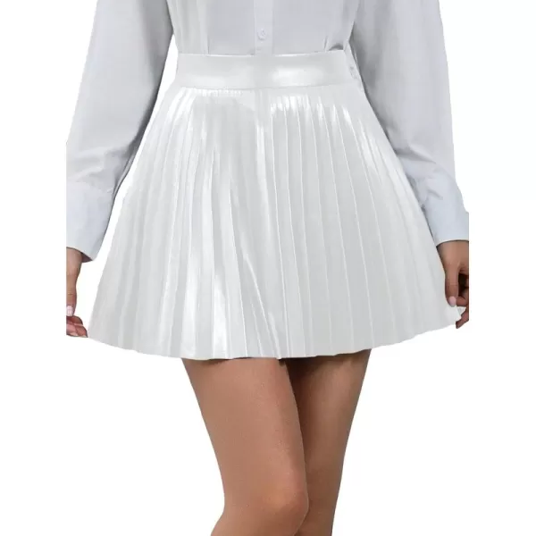 Floerns Women's Casual High Waisted Pu Leather Zip Up Pleated Hem Mini Skirt
