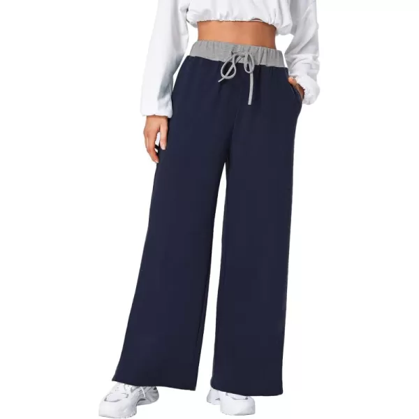 Floerns Women's Causal Drawstring High Waist Baggy Straight Wide Leg Sweatpants with Pockets