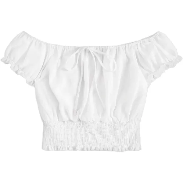 Floerns Women's Floral Print Off The Shoulder Tie Neck Blouse Crop Top
