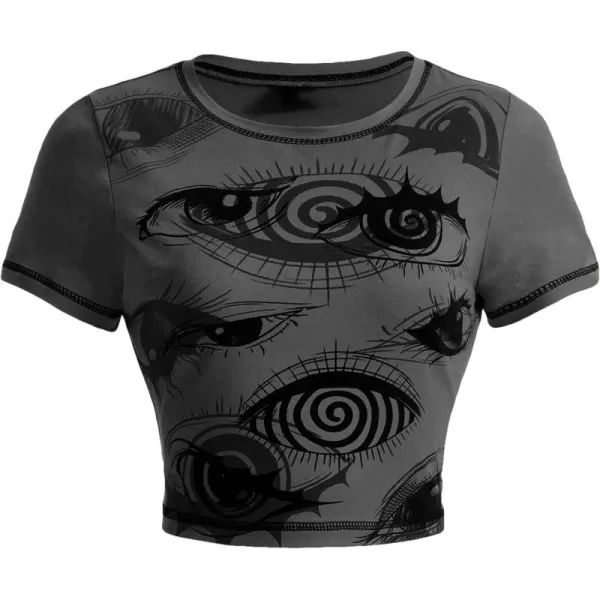 Floerns Women's Graphic Print Short Sleeve Top Stitching Y2k Crop Tops Tee