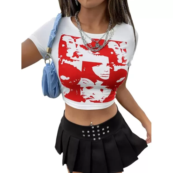 Floerns Women's Letter Graphic Print Short Sleeve Tee Shirt Crop Top
