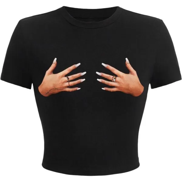 Floerns Women's Letter Graphic Print Short Sleeve Tee Shirt Crop Top