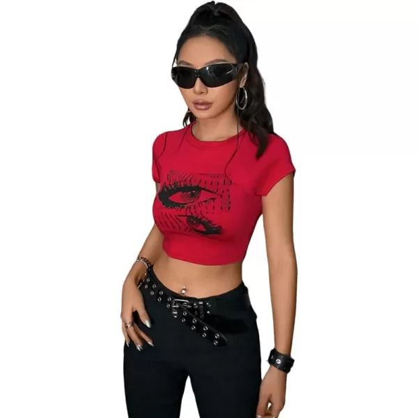 Floerns Women's Letter Graphic Print Short Sleeve Tee Shirt Crop Top