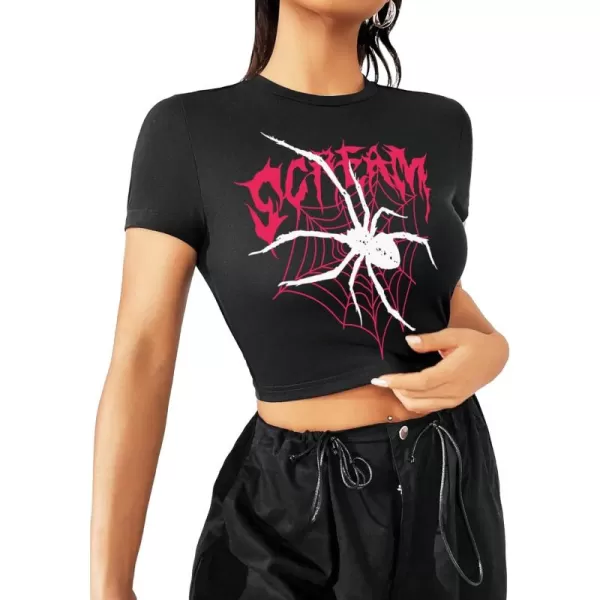 Floerns Women's Letter Graphic Print Short Sleeve Tee Shirt Crop Top