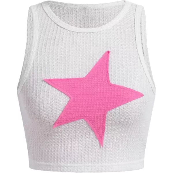 Floerns Women's Star Print Sleeveless Tank T Shirt Casual Crop Top