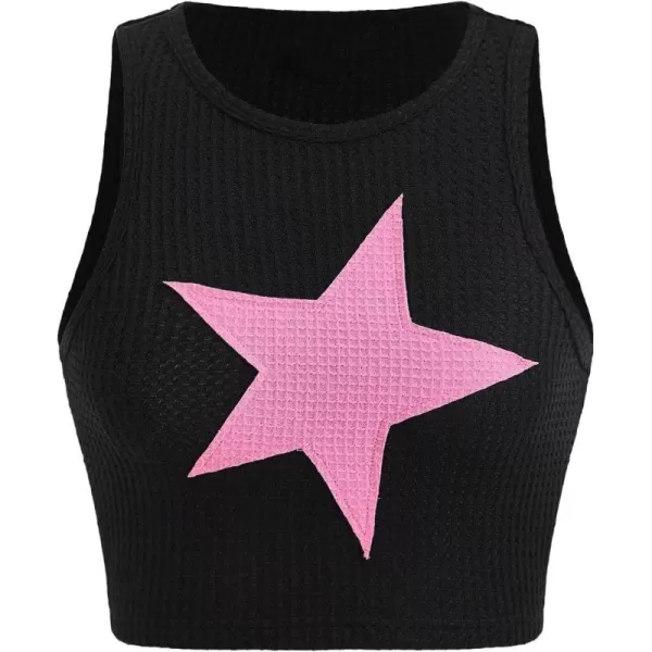 Floerns Women's Star Print Sleeveless Tank T Shirt Casual Crop Top