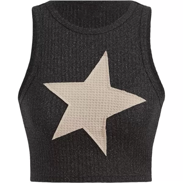 Floerns Women's Star Print Sleeveless Tank T Shirt Casual Crop Top