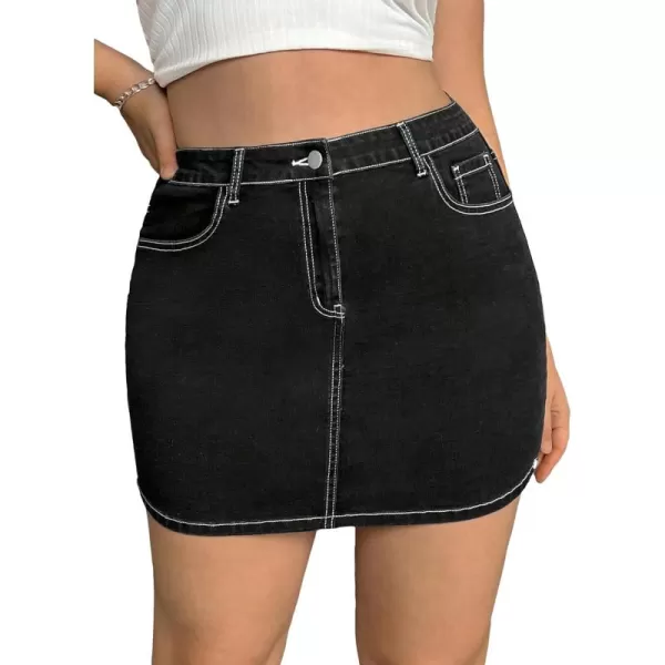 Floerns Women's Stretch High Waisted Short Mini Denim Skirt Jeans Skirts