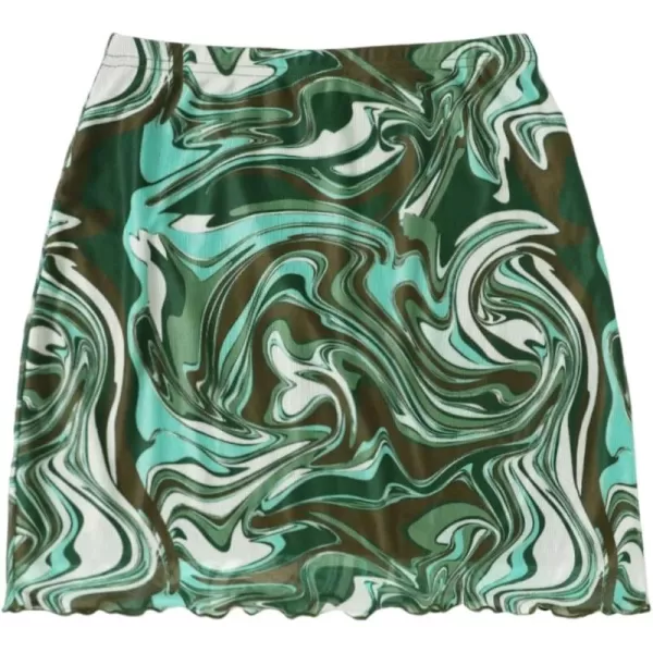Floerns Women's Stretchy Elastic Waist Print Boho Mini Skirt
