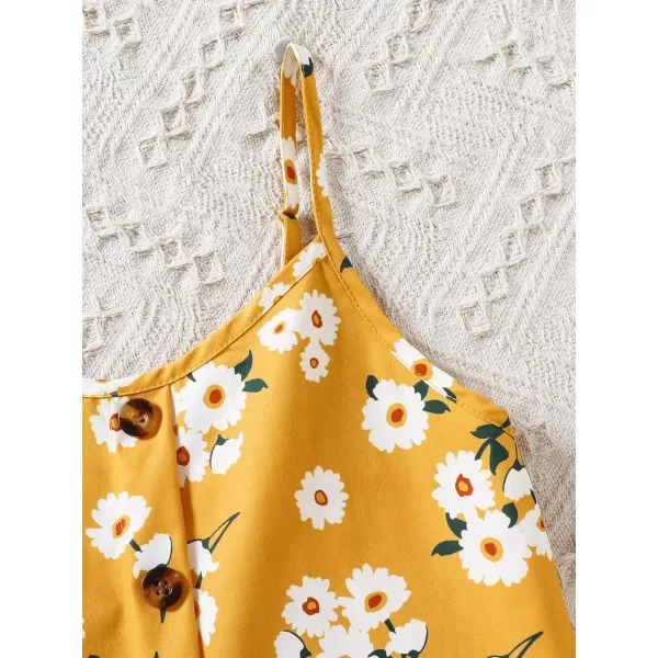 Floerns Girl's Floral Print Sleeveless Ruched Ruffle Hem A Line Cami Short Dress