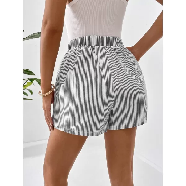 Floerns Women's Plaid Print Elastic High Waist Wide Leg Casual Shorts