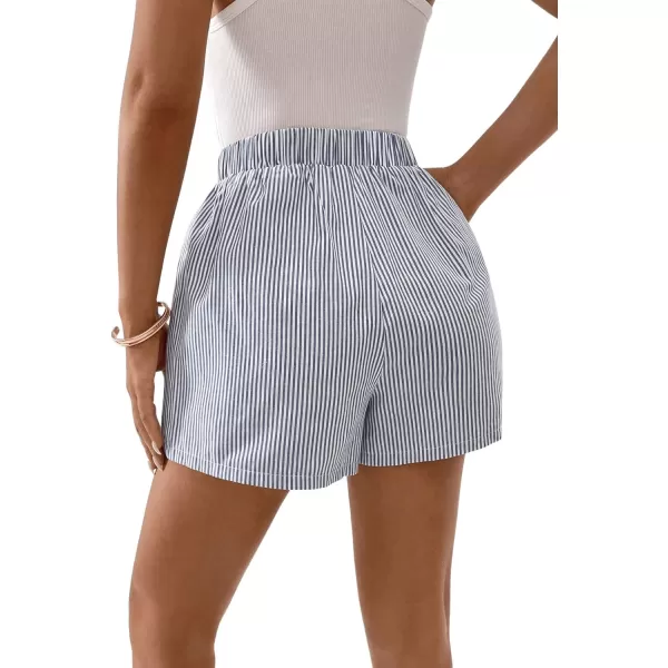 Floerns Women's Plaid Print Elastic High Waist Wide Leg Casual Shorts