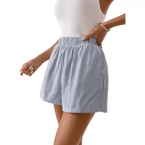 Floerns Women's Plaid Print Elastic High Waist Wide Leg Casual Shorts