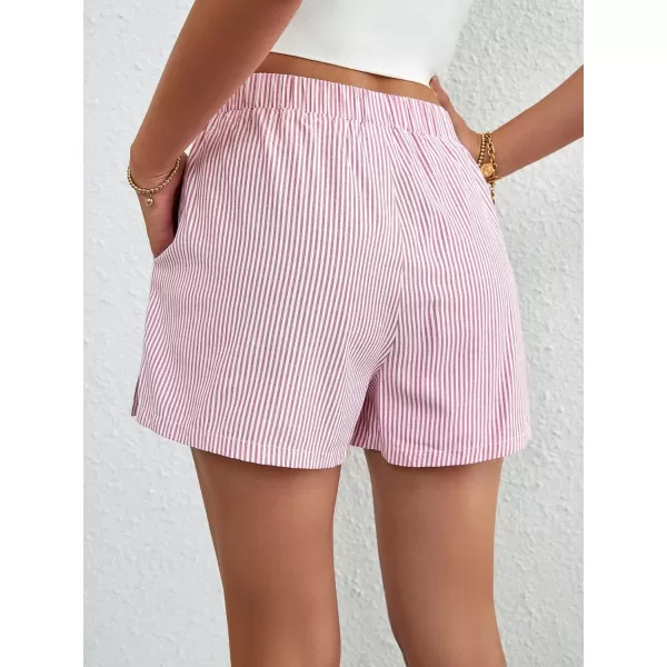 Floerns Women's Plaid Print Elastic High Waist Wide Leg Casual Shorts