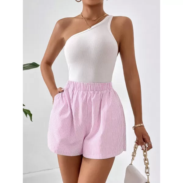 Floerns Women's Plaid Print Elastic High Waist Wide Leg Casual Shorts