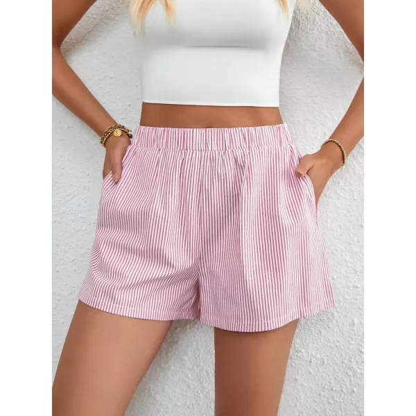 Floerns Women's Plaid Print Elastic High Waist Wide Leg Casual Shorts