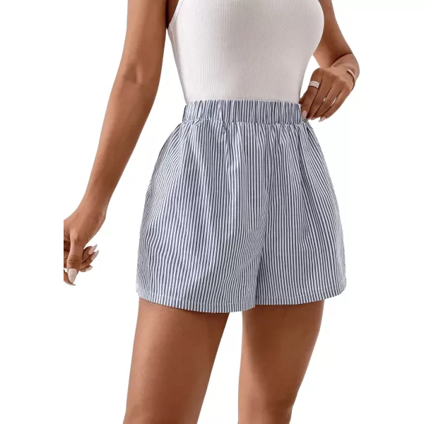 Floerns Women's Plaid Print Elastic High Waist Wide Leg Casual Shorts
