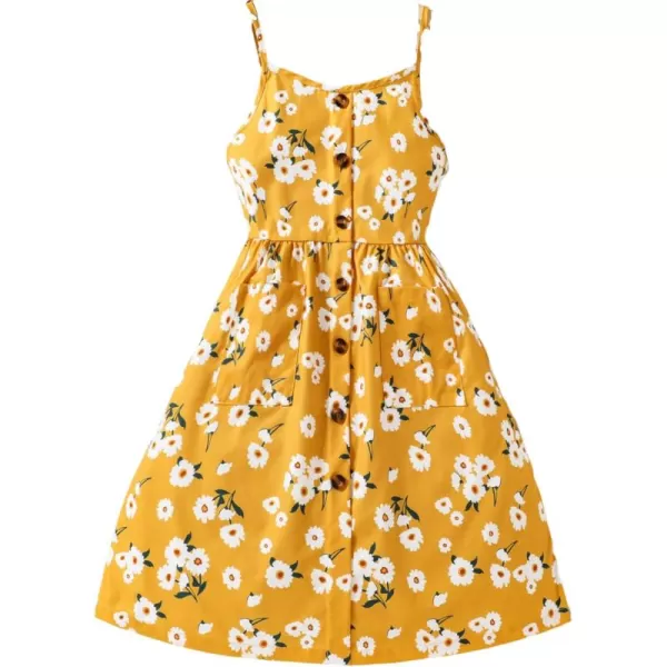 Floerns Girl's Floral Print Sleeveless Ruched Ruffle Hem A Line Cami Short Dress