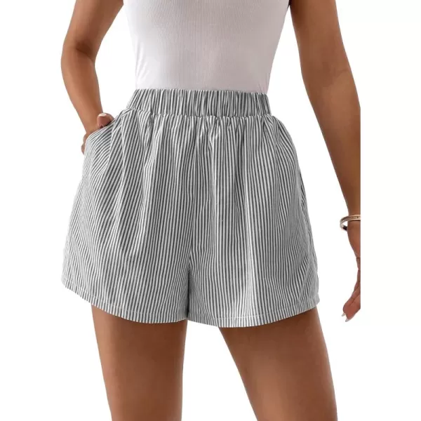 Floerns Women's Plaid Print Elastic High Waist Wide Leg Casual Shorts