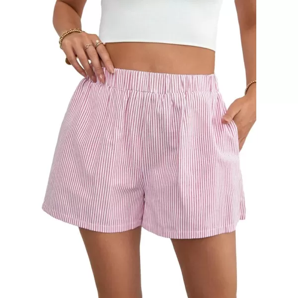 Floerns Women's Plaid Print Elastic High Waist Wide Leg Casual Shorts