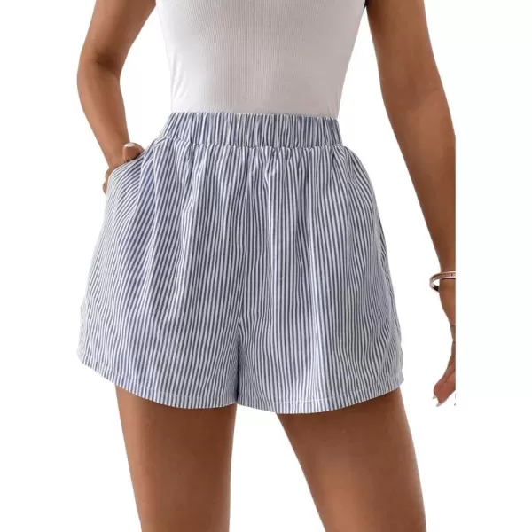 Floerns Women's Plaid Print Elastic High Waist Wide Leg Casual Shorts